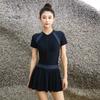 Summer Pool Dress With Collared Splicing Pattern For Beach Vacation And Yoga Practice