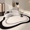 French Retro Living Room Carpet Luxury High-End Black And White Line Bedroom Side Rug Autumn/Winter Home Decoration