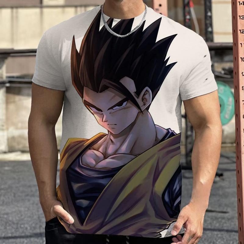 2026 Summer Dragon Ball Retro Fitness T-shirt Men's Oversized 3D Printed Short-sleeved Family Unisex Children's Sports Shirt