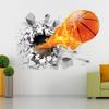 Kids Bedroom Wall Art Sticker With Fire Basketball Pattern Pvc Selfadhesive For Decor