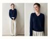 Women's Thickened V-Neck Cashmere Raglan Sweater - Loose Knit Two-Strand Base Layer for Autumn/Winter