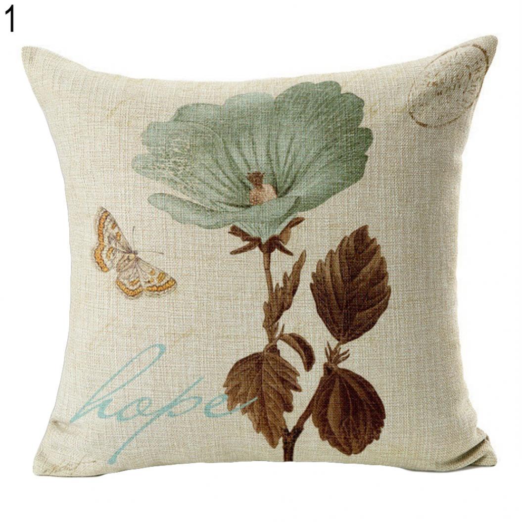 

Винтажная наволочка в цветочном стиле, кровать, диван, квадратная подушка, домашний декор