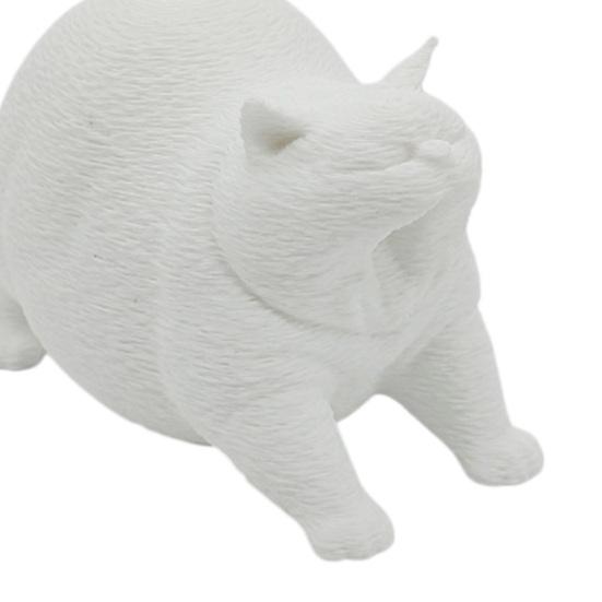 DYS 3D Printed Cute Yawning Chubby Cat Figurine, Black White, Wide Stable Anti-Tipping Base, Desktop Decor for Pet Shop Bedroom & Lover Birthday