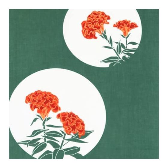 Sen no Anbo Tenugui Towel 'Celosia Green' Hand-Dyed 100% Cotton Tokuoka Made in Japan 35cm x 100cm