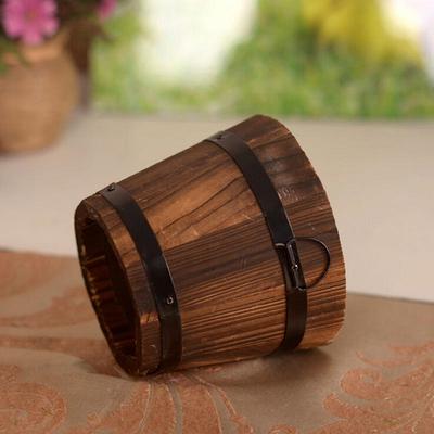 1 pieza de maceta redonda de madera para decoración de bodas, jardín y oficina