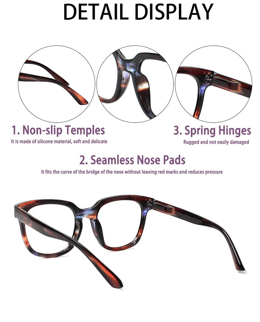 Turezing 5 Pack New Reading Glasses For Men And Women Clear Lenses Spring Hinge Diopter +0.5+1.0+3.0+5.0+6.0