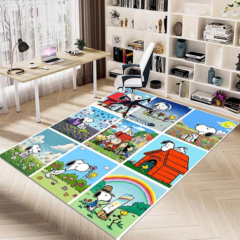 1pc Snoopys Adventures Nature Carpet for Playroom Bedroom Living Room Sofa Home Decor,kids Game Area Rug Non-slip Floor Mat Y73013