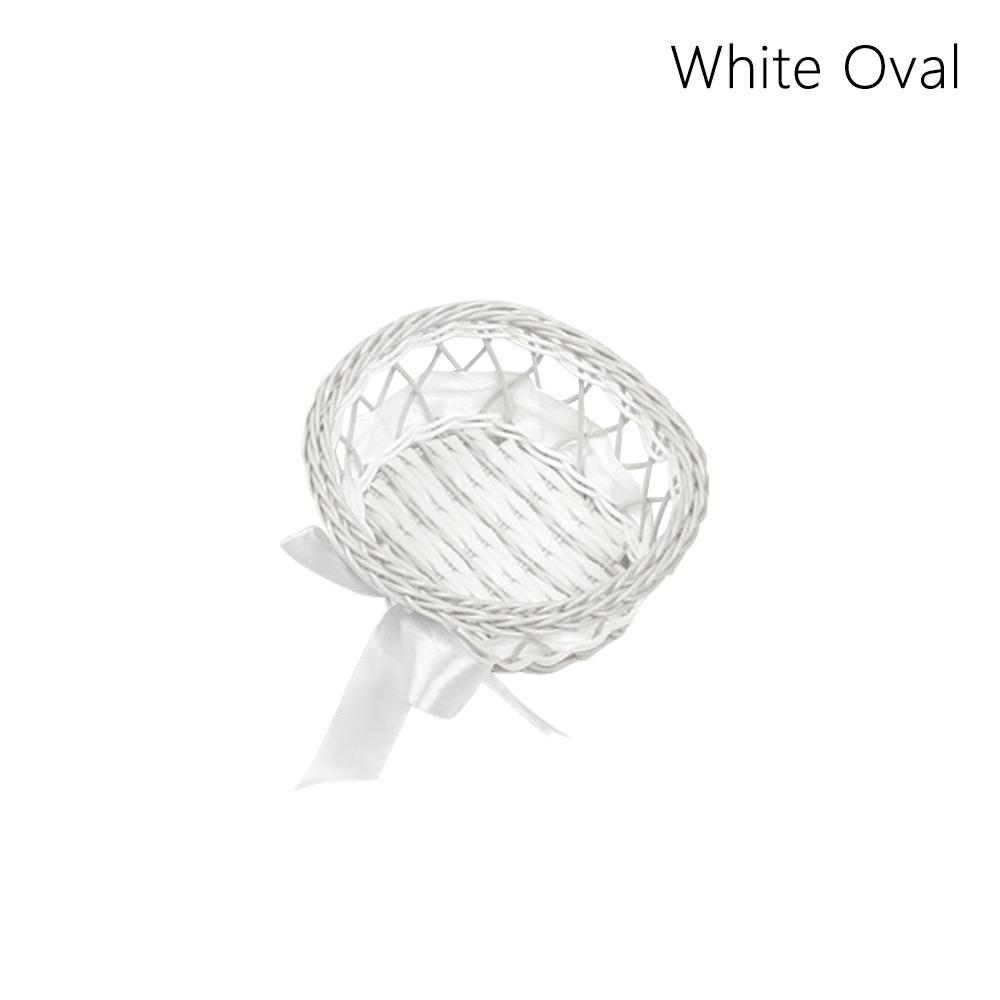 

Круглые/Овальные Корзины для Хранения Плетеные вручную Плетеная Цветочная Корзина Для Растений Дом Свадьба White Oval