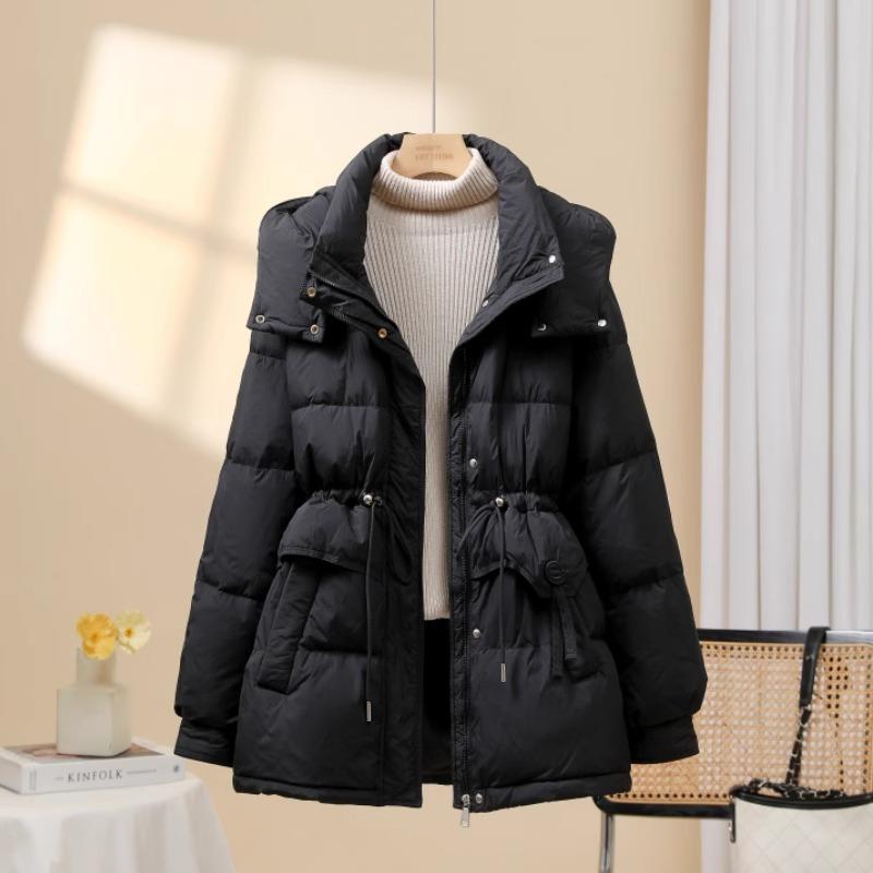 Down jacket women's medium and long 2024 new fashionable high-end loose waist small white duck down winter