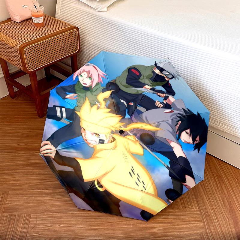 1 PC Automatic Folding Umbrella - Naruto Team Battle Pattern Portable Foldable Design With 8 Ribs Christmas Birthday Gifts