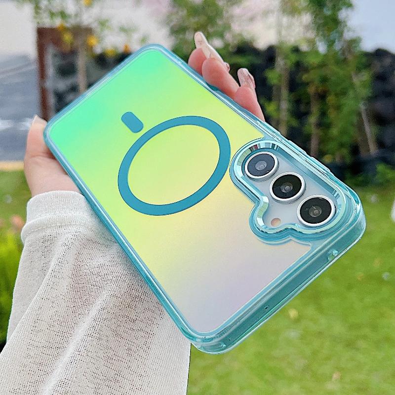 Laser Gradient Magnetic Case For Samsung S25 S24 S23 Ultra Plus Edge A56 A36 A26 A35 A34 A25 5G for Magsafe Shockproof Cover