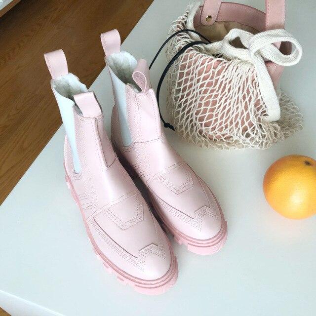 

Pofulove/женские ботинки, массивная обувь на платформе, черные, розовые кожаные ботинки челси, ботильоны, модная женская обувь в стиле гот-панк 39 розовый