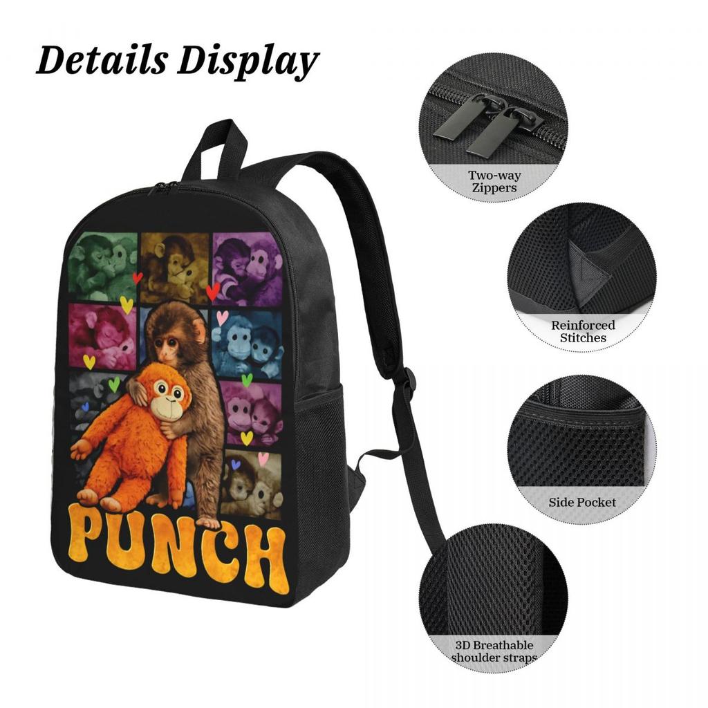 3Pcs Cute Baby Monkey Hugging Bear Punch Backpack Set for Girls Boys Pen Bags Bookbag Sets with Lunch Box
