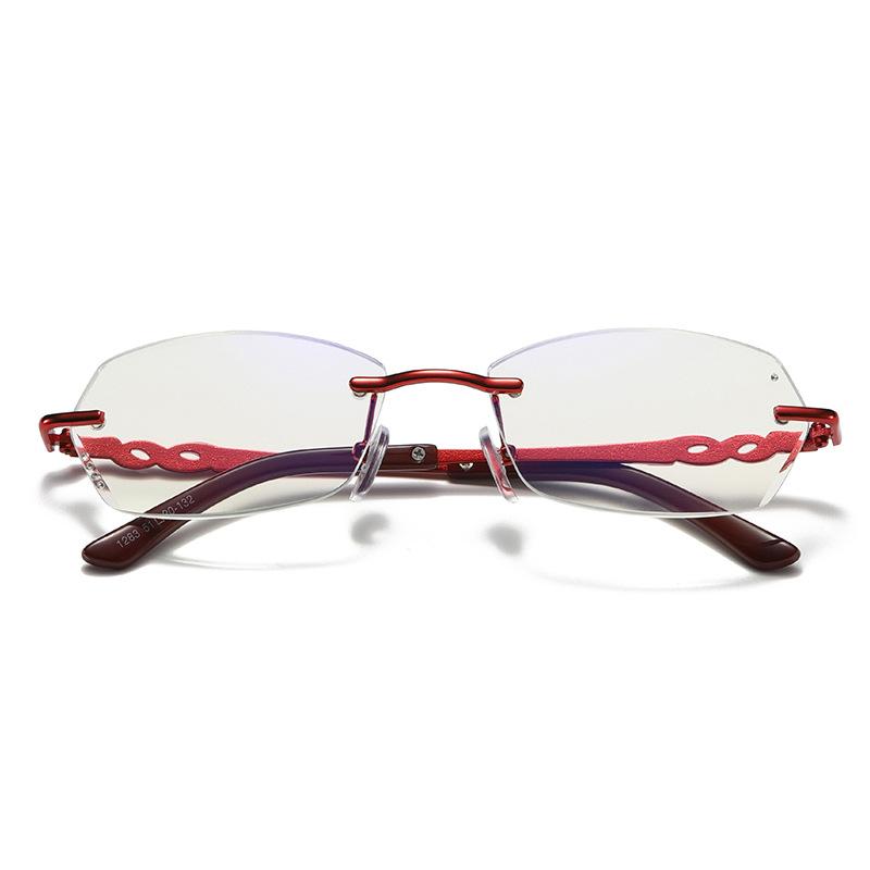 Rimless glasses women's fashion anti-blue flat glasses rimless diamond trimmed anti-blue reading glasses