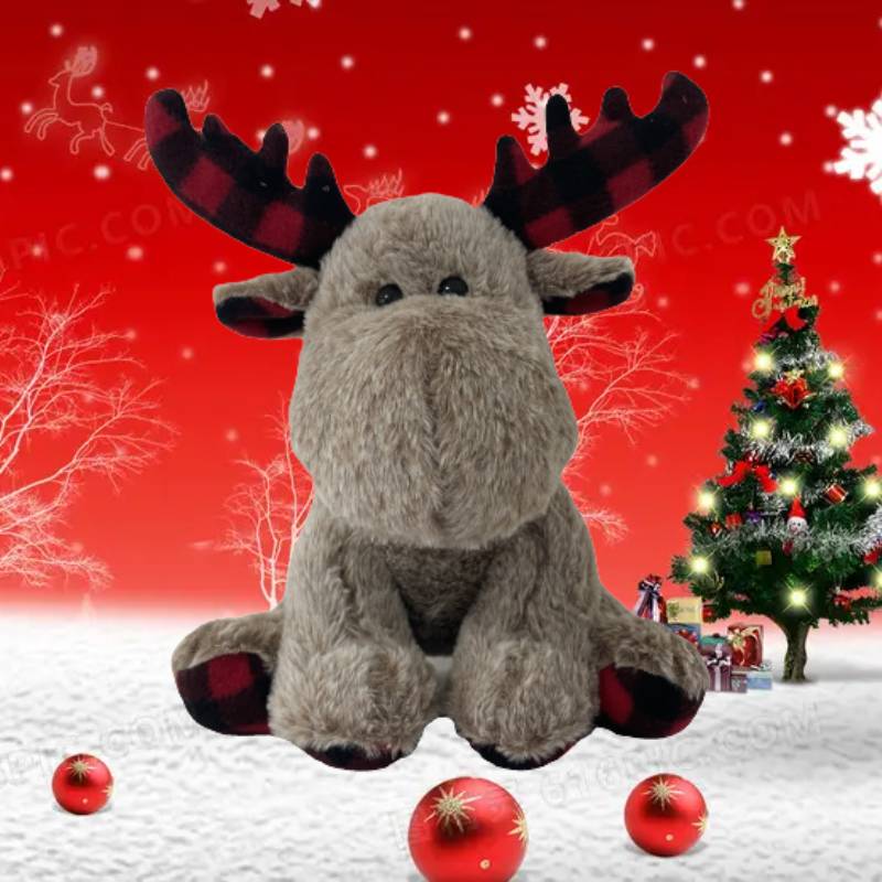 Christmas 12 Inch Antlers Can Bend Brown Reindeer Plush Toys Holiday Gifts