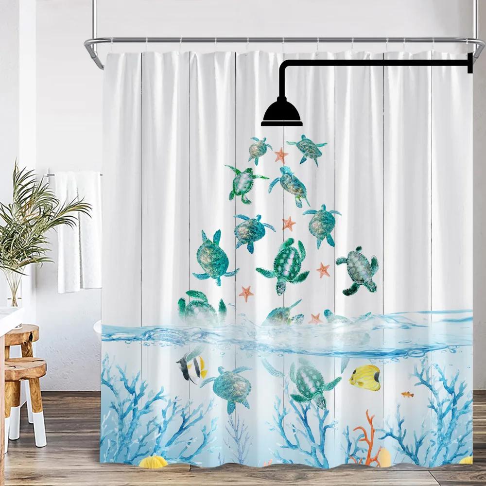 Funny Animal Cartoon Shower Curtain Ocean Life Dog Bathing Cat Kid Bathroom Decor Children Polyester Bath Curtain with Hooks