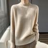 New autumn elegant style wool pullover half turtleneck loose sweater women's cardigan