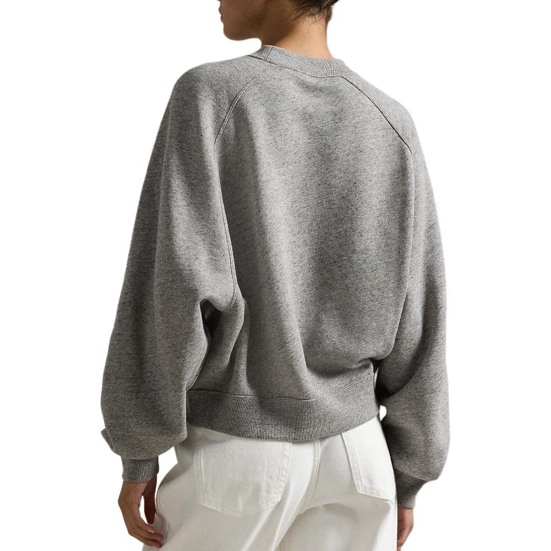 Polo Ralph Lauren FW24 Bear Embroidered Crew Neck Long Sleeve Sweatshirt Women Sweatshirt Gray WMPOKNINFB20686-020