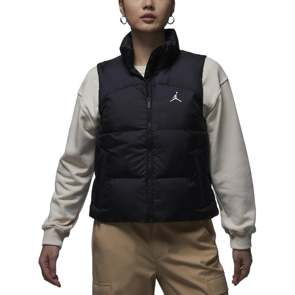 Jordan Fashionable Simple Warm Stand Collar Vest Women Vests Black White FV7150-010