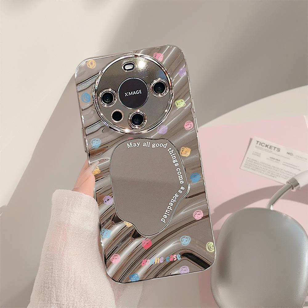 

Зеркальный чехол для телефона для iPhone 16 11 13 14 для 16 Pro 12 13 15 16 Pro Max для Samsung A15 A16 A35 A55 Милый чехол для телефона с облаком, цветком и щенком с гальваническим покрытием iPhone 11 Pro Max серебряный