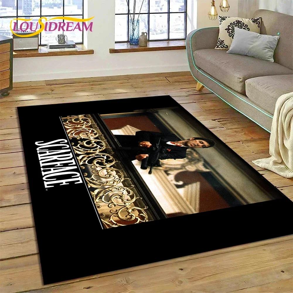 Tappeto Tappeto Movie 3D Printing Scarface Tony per Camera da Letto Soggiorno Casa Decorazione Divano, Tappetino Gioco Bambini Grande Decorazione Pavimento Regalo