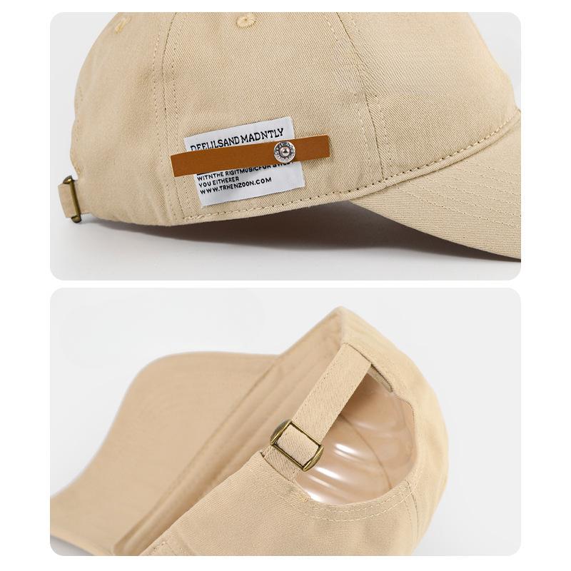Retro Versatile English Small Leather Baseball Cap Women Casual Versatile Baseball Cap Men Soft Top Cuckold Simple