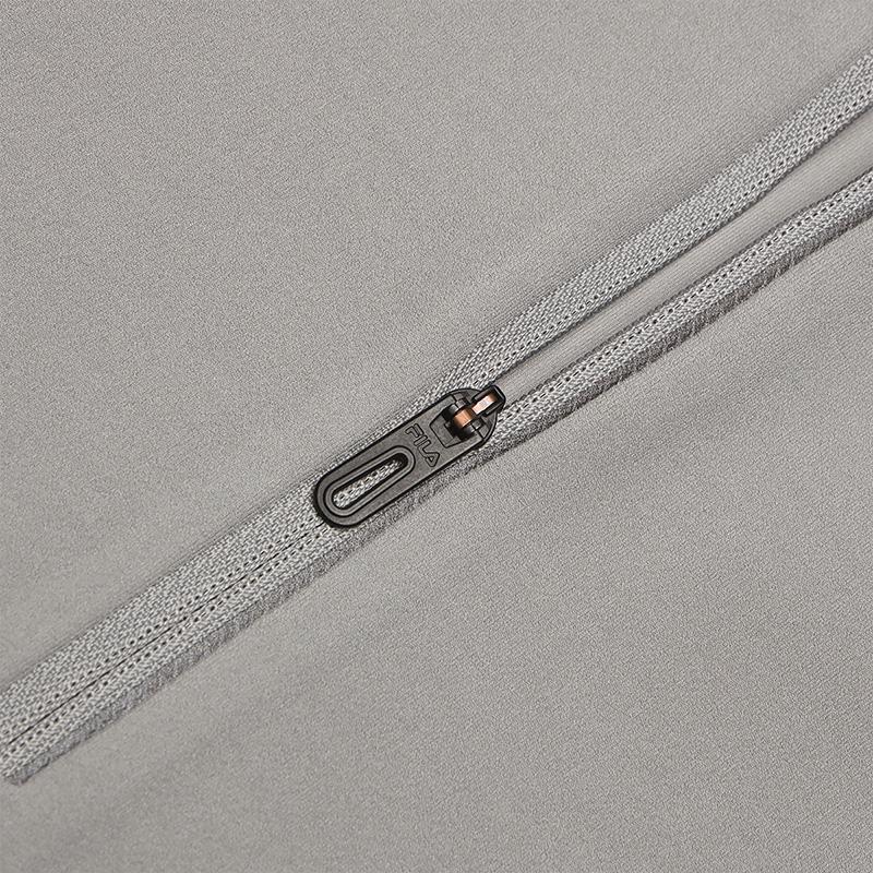 Fila Fleece Half-Zip Knit Long Sleeve T-Shirt Men Tops Gray A11M511207FDY