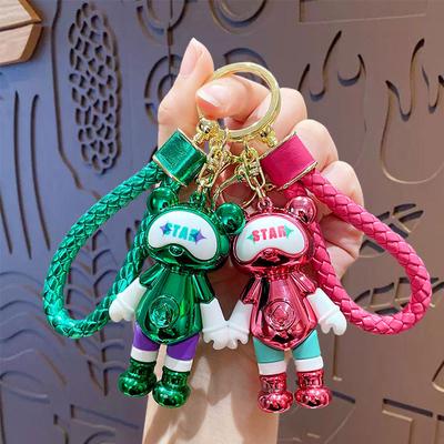 Cartoon Trendy Cool Star Bear Pendant Creative Car Bag Doll Key Chain Accessories Couple Small Gifts