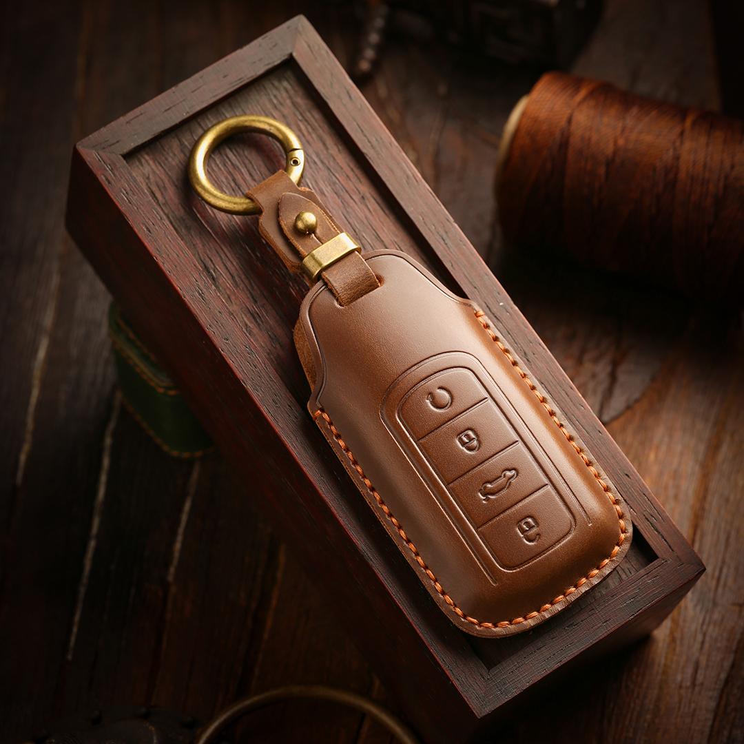 

[Ruihu 8pro]Car Key Cover car key case Cowhide Handmade коричневий
