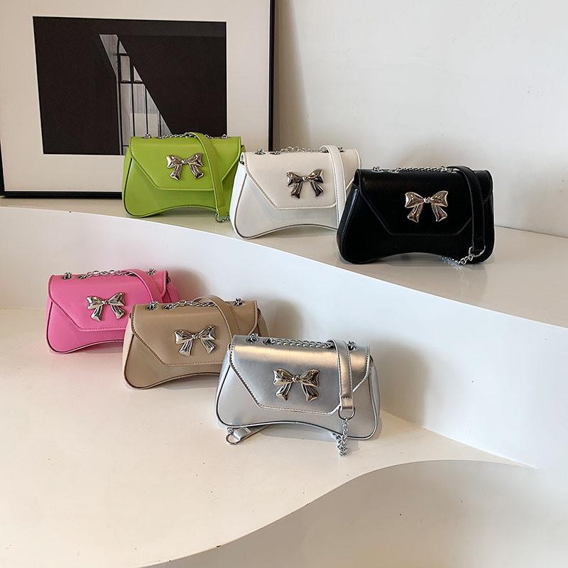Stylish Pu Shoulder Bag For Women 2024 Sweet Bowknot Crossbody Bag Trendy
