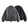 Oversized Quilted Bomber Jackets for Women Thick Warm Coat Long Sleeve Snap-Button Female Outerwear Chic Tops Fashion