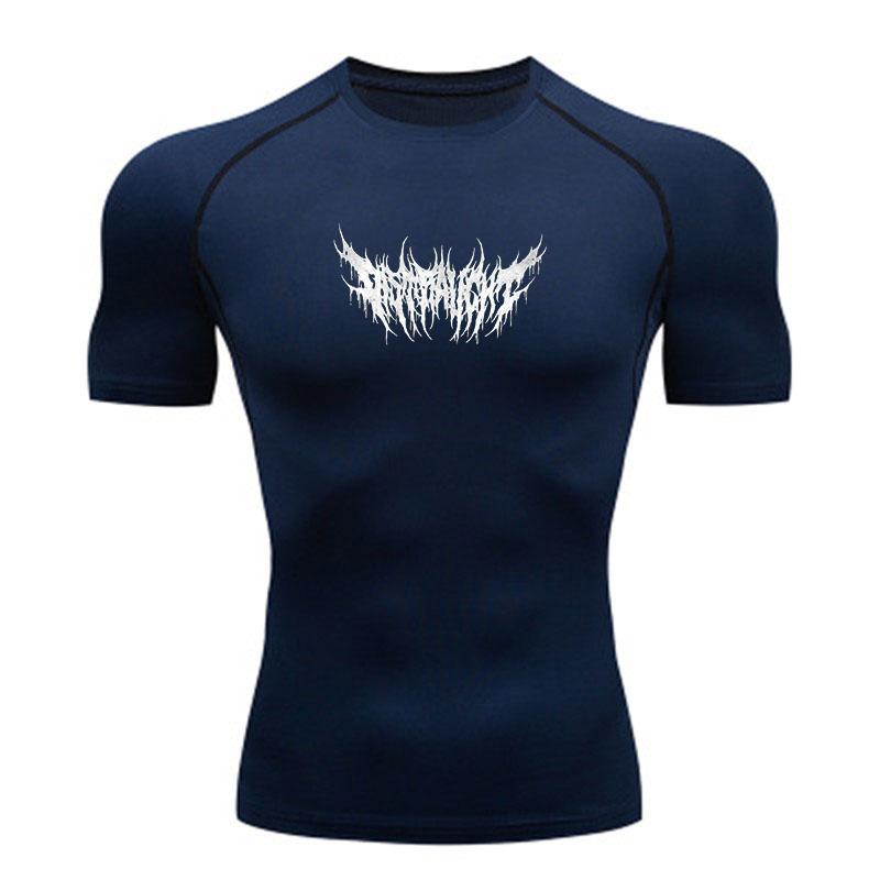 Men's Quick Dry Compression Fitness T-Shirt, Metal Spiky Graphic Breathable Athletic Workout Top for Gym Running Trainin