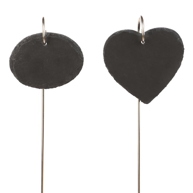 Étiquette De Jardin En Ardoise Cœur - Marqueur Réutilisable Résistant Aux Intempéries - Noir 20x20 Cm Avec Corde Jute
