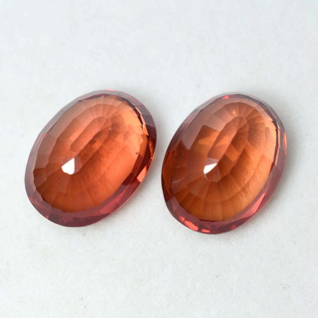 Natural Orange Sapphire Loose Gemstone 18.50 ct Oval Shape Pair September Birthday Birthstone
