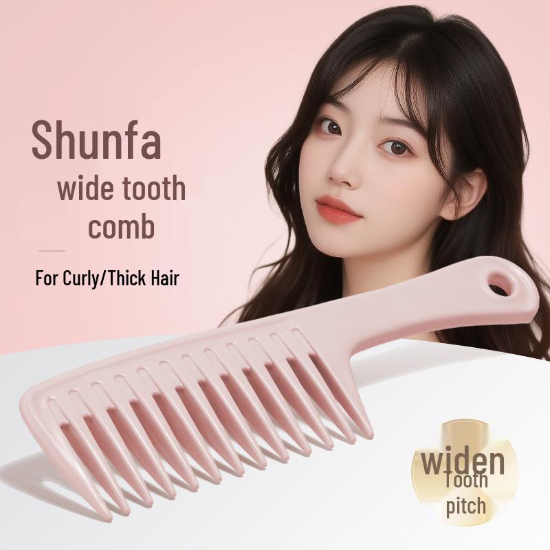 Large Wide-Tooth Curling Comb for Women: Ideal for Post-Perm, Massage, Long Hair & Fluffy Crown at Home.