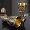 European Vintage Wine Glasses,Carved Mini Spirit Vodka Cup,Bronze Alloy Portable Spirits Goblet,Wedding Decoration, 30ml,1pcs