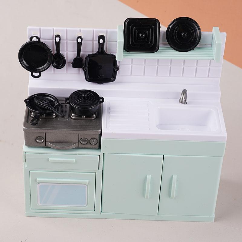 1 Set Compact Kitchenware Kit Mini Model Stove Kitchen Scene Simulation Children'S Doll Play Home Toy Ornament For Playtime Fun