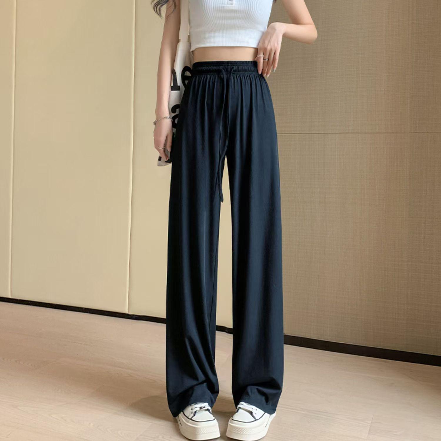 

Petite Women s High-Waisted Mochi Pants - Straight Leg, Loose, Casual, Versatile, Wide-Leg Style for Spring and Autumn. S (70-95 lbs)