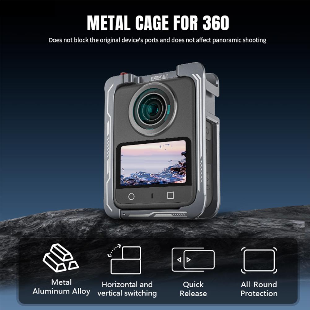 Aluminum Alloy Protective Case For DJI OSMO 360 Panoramic Camera Secure Frame Rabbit Cage With Cold Shoe Mount and 1/4" Threads