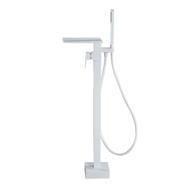Tuqiu Black Bathroom Bathtub Faucet + Handheld Shower Free Standing Luxury White Waterfall BathTub Mixer Taps Floor Mounted