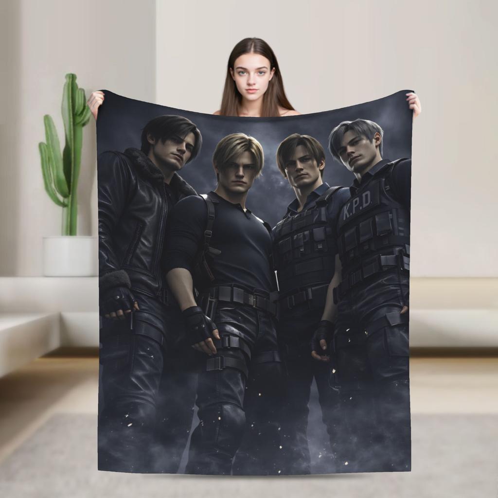 Leon Kennedy Blanket Adults  Flannel Throw Blanket For Sofa Home Comfortable Design Quality Bedspread Gift