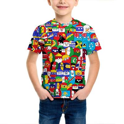 Boys' T-shirt 3D Printed Color Smoke Flame Fashion Trend Printed Short Sleeved Summer Top T-Shirts Boys