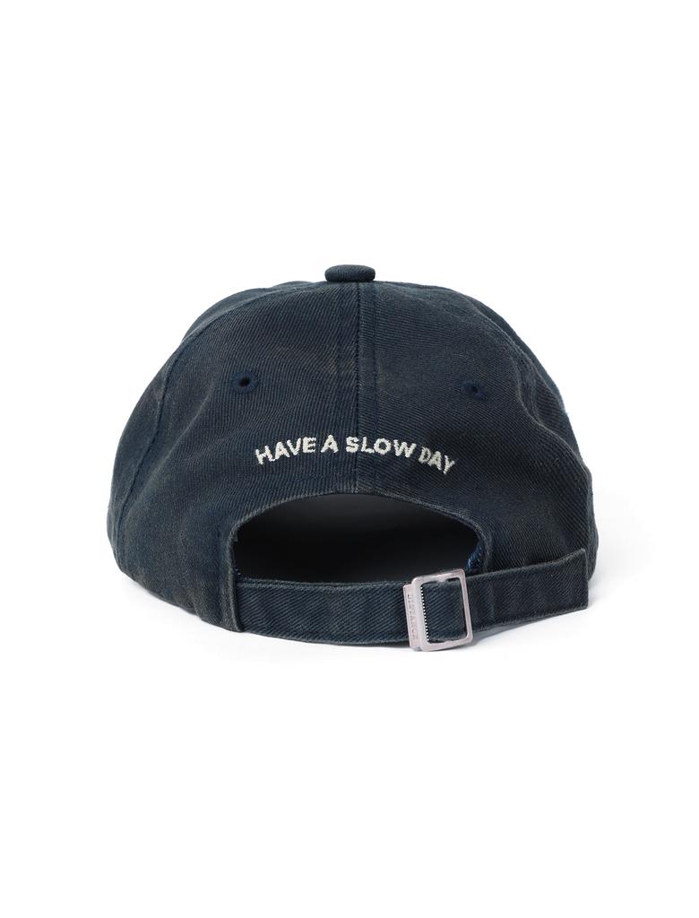 Seullouseondei Washed Running Logo 6P Navy Flat Cap