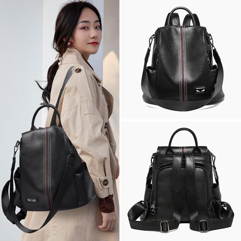 large leather travel backpack
