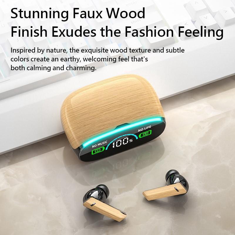 Wireless Long Battery Life Earbuds Simulated Log Bluetooth 5.3 Headset Touch Control Support Emergency Phone Charging