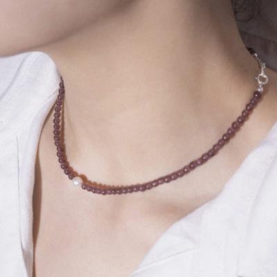 Kiee Oshimu (Argent 925) Collier 503 Perle Violette Tache