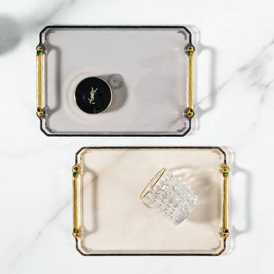 Acrylic Decorative Tray Rectangle Serving Tray with Handles Household Tea Tray Tea Board Desset Breadbasket Food Storage