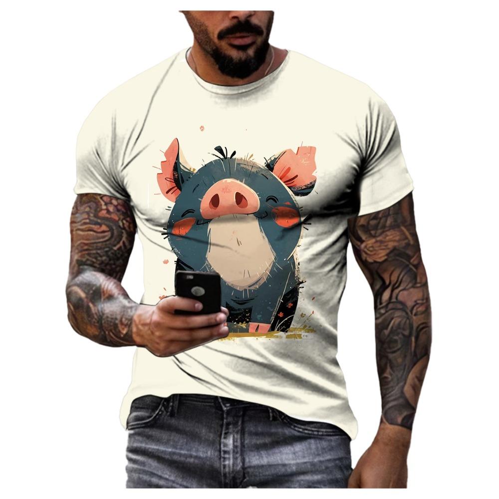 Summer Trend Personality Men Cartoon Casual Fun Graphic T-shirt New Fashion 3D Printed Kawaii Round Neck Short Sleeve Tees Tops