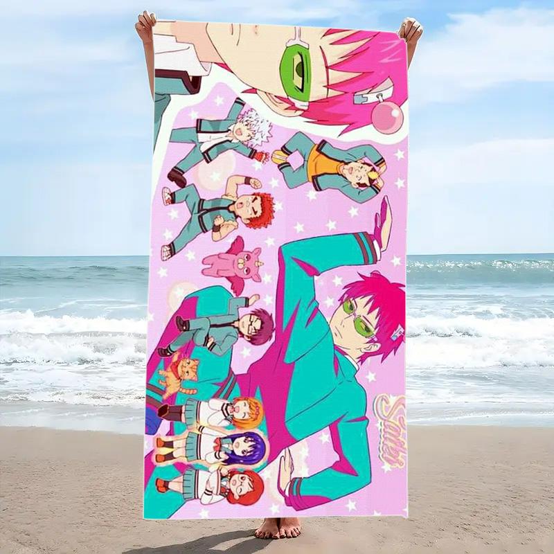 Saiki Print Beach Towel, Large Soft Quick Dry Towel for Beach Camping Swimming