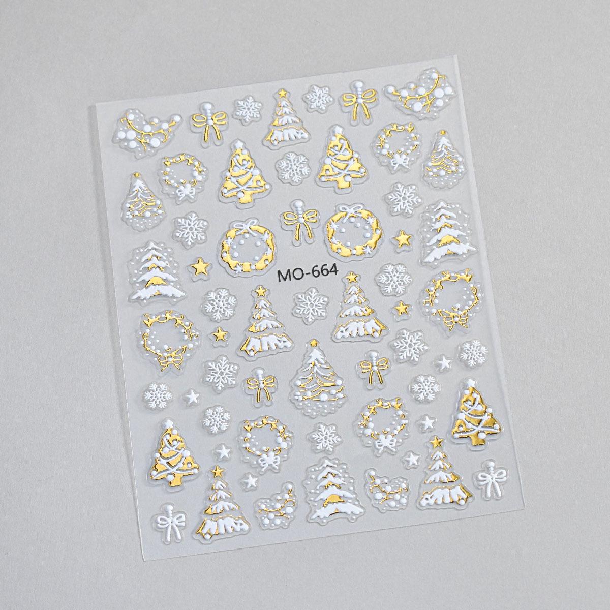 Embossed White Snowflake Nail Stickers: Autumn/Winter Festive Decals
